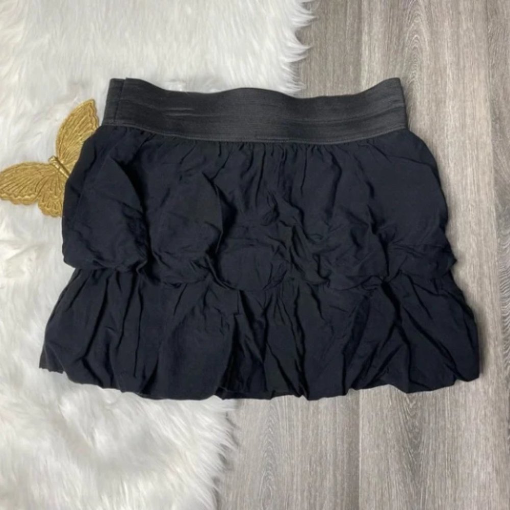 Vintage Y2K Wet Seal Womens Skirt Size Large Micro Mini Tiered Black Wet Seal